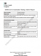 SARS-CoV-2 Inactivation Testing: Interim Report: Coronavirus Ag Rapid Test Cassette (Swab) Buffer